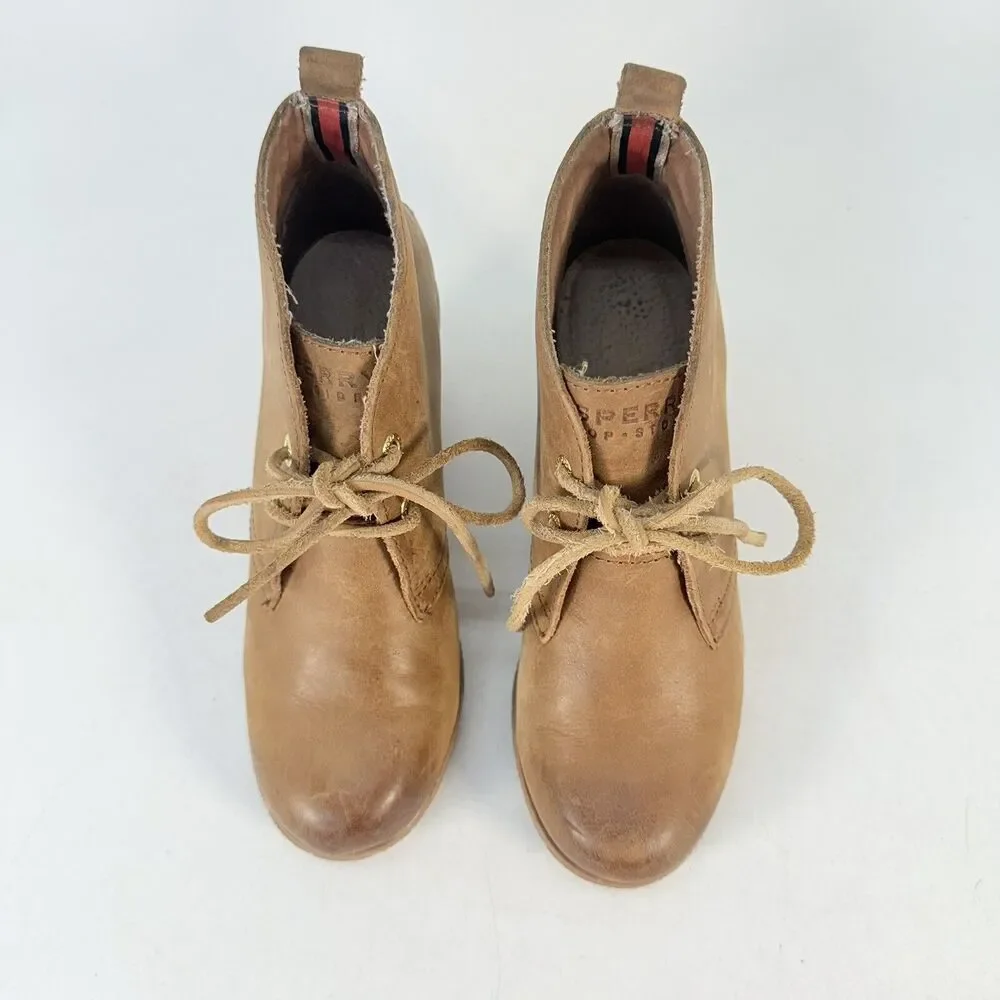 Sperry Top-Sider Harlow Women's Size 5 M Burnished Leather Wedge Bootie Shoes